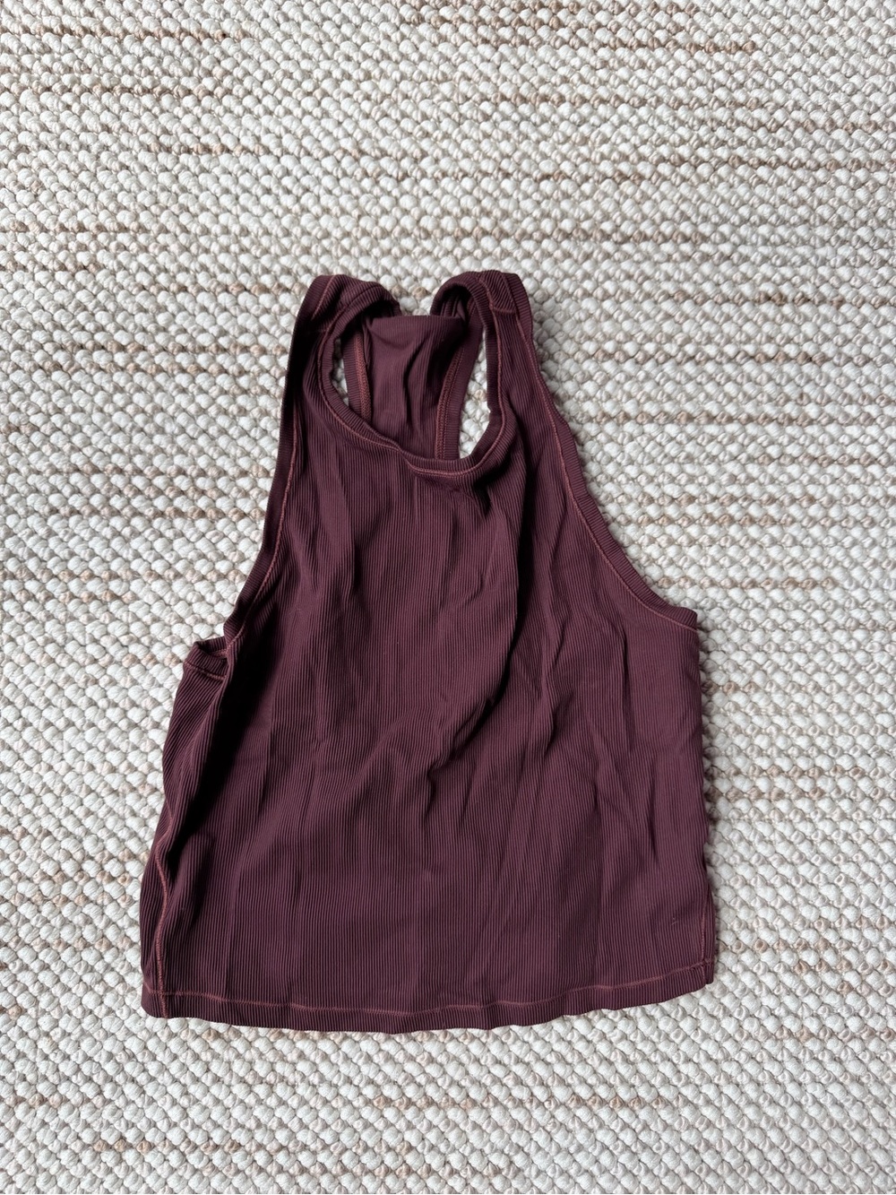 Athleta Ribbed Racerback Cropped Tank - Burgundy